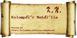 Kolompár Natália névjegykártya